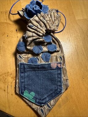 Zylos by George Machado Brown with Blue Teardrops with Blue Jean Accents.